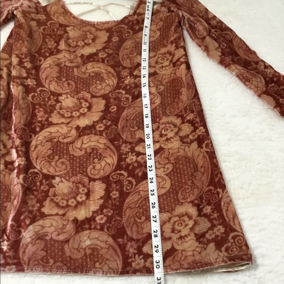 Chaser velvet vintage inspired tapestry mini orange dress size small - Picture 5 of 9